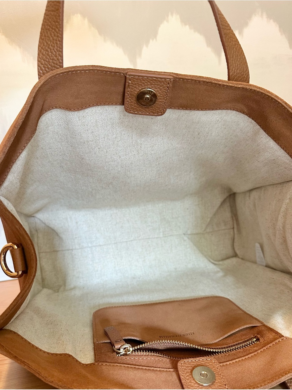 Mark & Graham Large Essential Suede Tote Bag, Chestnut - Picture 3 of 9